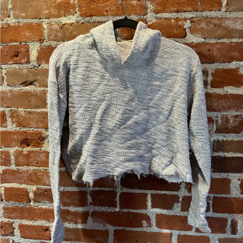 Brandy Melville cropped grey sweatshirt freyed bottom